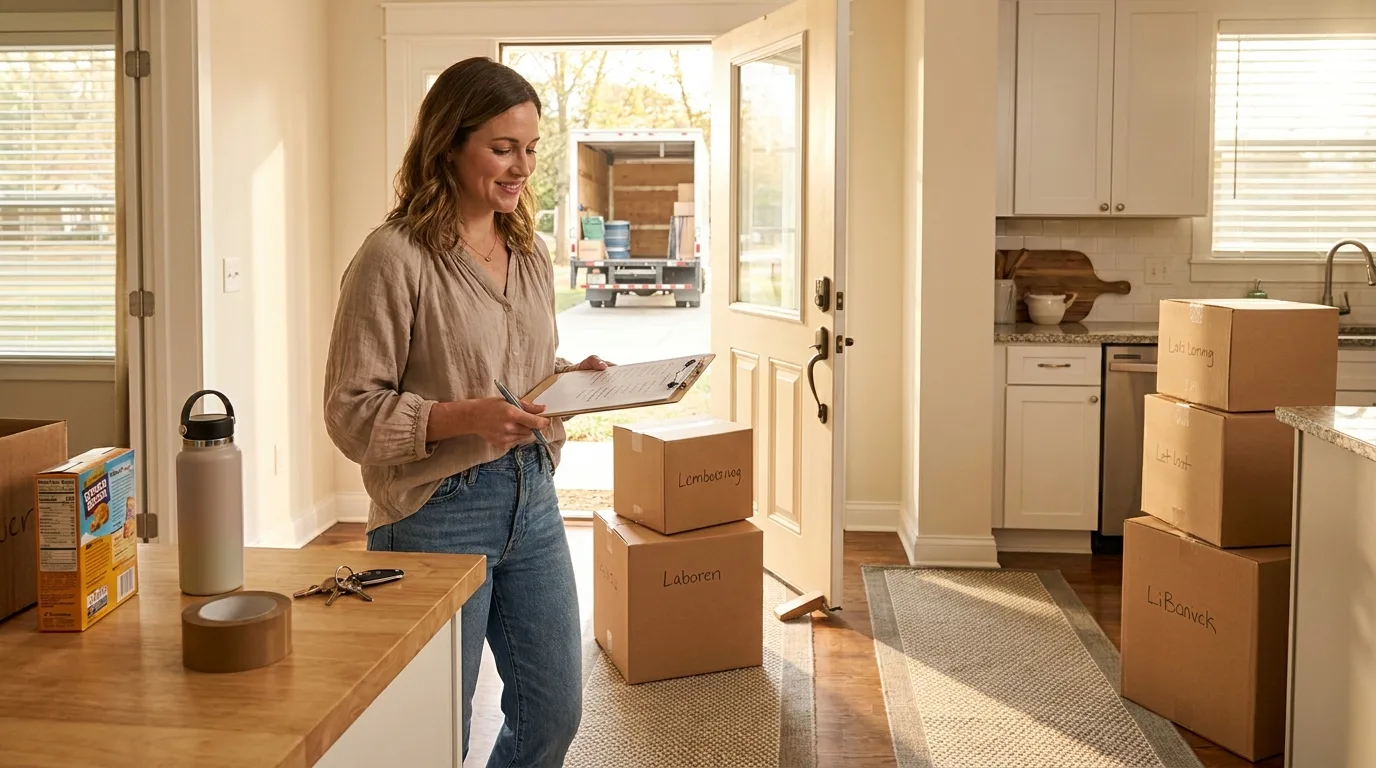 Homeowner reviewing a moving day checklist before movers arrive in Springfield, TN